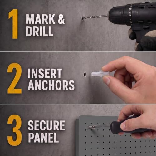 Pegboard Organizer Kit, 4 Pack 12 x 16 in Metal Panels with 6 Bins, Black - Image 7