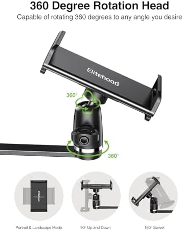 elitehood 8.5in Long Arm iPad Mic Stand Holder for Microphone Music Stand - Image 3