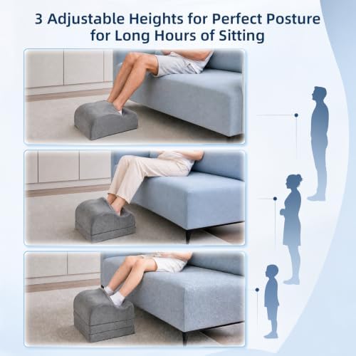 Foot Rest Under Desk, 3 Adjustable Heights for Various Height - Image 2