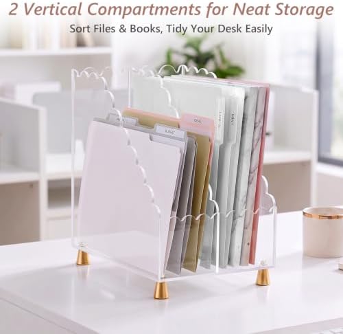 Acrylic Magazine File Holder,Scalloped Edges,Extra Wide Design - Image 3