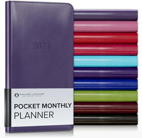 Gallery Leather Pocket Monthly Planner 2026-2027 Camden Violet by GalleryLeather