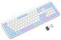 GAMCATZ Colorful Wireless Keyboard with Low-Profile Keys-Soft Touch,Cute,Quiet Design,Windows & Mac OS，Office Cordless Slient Computer Keyboard for Desktop,Laptop, PC, Mac, Windows-Purple Blue White by WirelessKeyboardAndMouse