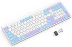 GAMCATZ Colorful Wireless Keyboard with Low-Profile Keys-Soft Touch,Cute,Quiet Design,Windows & Mac OS，Office Cordless Slient Computer Keyboard for Desktop,Laptop, PC, Mac, Windows-Purple Blue White by WirelessKeyboardAndMouse