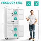 SISESOL White Metal Storage Cabinet with Wheels and Drawers,Rolling Garage Storage Cabinet with Doors and Adjustable Shelves,73" Mobile Tall Large Metal Tool Cabinets for Home,Office,Garage - Image 2