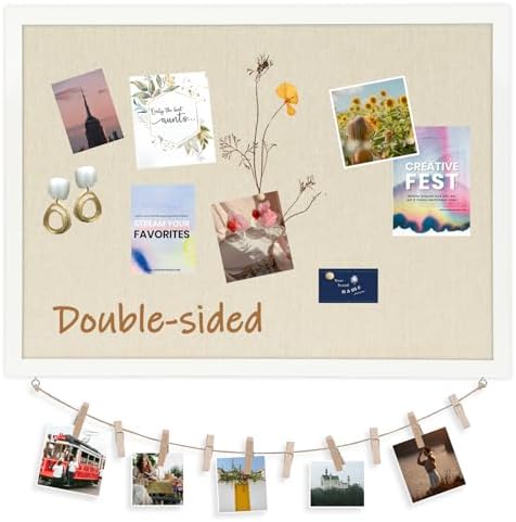 DOLLAR BOSS Double-Sided Bulletin Boards with Linen, 24"x18" Cork Board by DOLLARBOSS