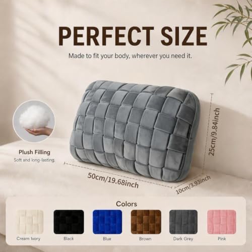 Lumbar Pillow Decorative Throw Pillow, Soft Velvet with Sponge-Filled 3D Woven Strips, Hand-Woven & High-Density Polyester Fiberfill Core, for Couch Bed Accent Chair Home Office(Dark Grey) - Image 2