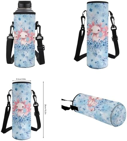 Cartoon Backpack Set of 4 for Girls, Laptop Bags with Portable Lunch Box 4Pcs Sturdy Pencil Case & Cup Sleeve Universal for Preschool Middle School Floral Axolotl - Image 2