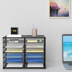 Lavatino 12 Compartments Paper Organizer for Desk, Mesh Literature Organizer, Mail File Sorter Tray with Handle, Desktop Mailbox for Office Classroom Home, Black - Image 7
