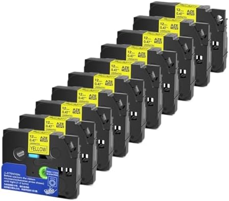 Compatible for Brother TZE-231 12mm Label Tape, 5-Pack, for PT-H110 P-Touch Label Printer, TZE-231/221/241/335, GreenCycle(Black on Yellow-10PK,12mm) by Unknown