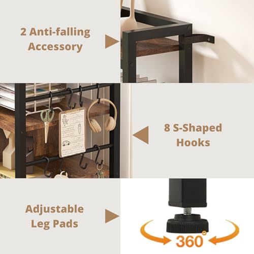 SEDETA File Cabinet, Filing Cabinet fits Legal/Letter/A4 Size, 2 Drawer Filing Cabinets for Home Office with Lock, Power Strip and Open Storage Shelves, Rustic Brown - Image 6