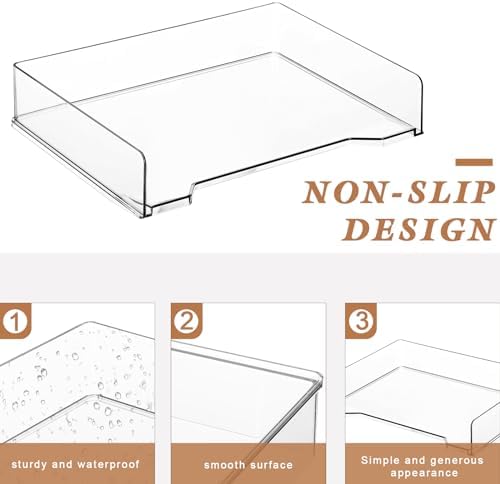 DoubleFill 12 Pcs Stackable Letter Tray Plastic Paper Tray, Clear - Image 3