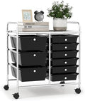 LDAILY 9 Drawer Rolling Storage Cart, Rolling Cart with Drawers for Classroom, Art Supply Craft Organizer on Wheel with Metal Frame & Handles for Home Office School by LDAILY