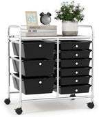 LDAILY 9 Drawer Rolling Storage Cart, Rolling Cart with Drawers for Classroom, Art Supply Craft Organizer on Wheel with Metal Frame & Handles for Home Office School by LDAILY