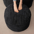 HIGOGOGO Round Stuffed Pouf Ottoman, Corduroy Poufs with High-Density Foam Filling, Furry and Fluffy Pouf Foot Stool Storage Ottoman, 20 X 15 Floor Poufs Foot Rest for Living Room, Black by HIGOGOGO