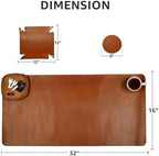 LEATHER VILLAGE Real Leather Desk Pad Thick Double Layer Desk Mat Cognac. - Image 2