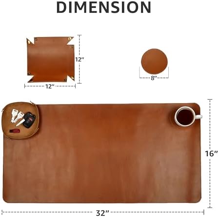 LEATHER VILLAGE Real Leather Desk Pad Thick Double Layer Desk Mat Cognac. - Image 2