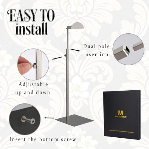 Handbag Display Stand - Set of 3 Purse Display Stand Stainless Steel Jewelry Organizer Stand Table Hanging Hook Stands Adjustable Height for Home Store Boutique Counter - Image 5