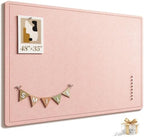 Large Bulletin Board, 48 X 35 Inches Felt Cork Board with 40 Pushpins, Foldable Felt Notice Pin Board Photo Display Board with Self-Adhesive Tape for Office Home School (Pink, 48x35 inch) by Subeauty