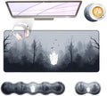 Large Keyboard Mouse Pad Set, Extended Mouse Pad+Keyboard Wrist Rest Support, Memory Foam Ergonomic Easy Typing, 4Pcs (31.5×11.8 in) Desk Pad Set for Office Home,Ghost in Misty Forest by Unknown