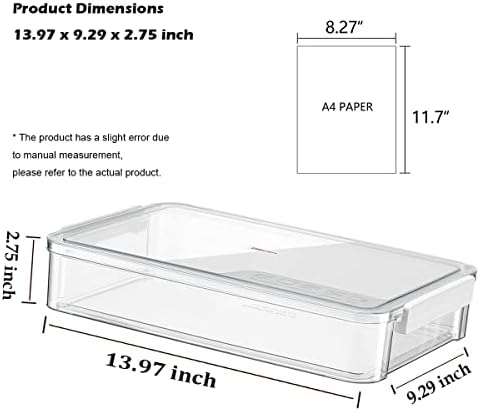 2 Pack Document Storage Clear Plastic Storage Boxes with Lids Stackable Storage Bins Paper Storage Box Containers for Organizing A4 File Paper, Document, Photo, Scrapbook - Image 2