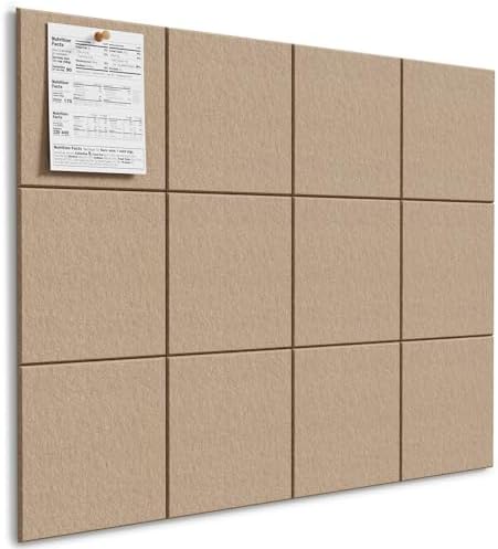 MaxGear Felt Bulletin Board 48" x 36", Tan Felt Wall Tiles Wall Decor by MaxGear