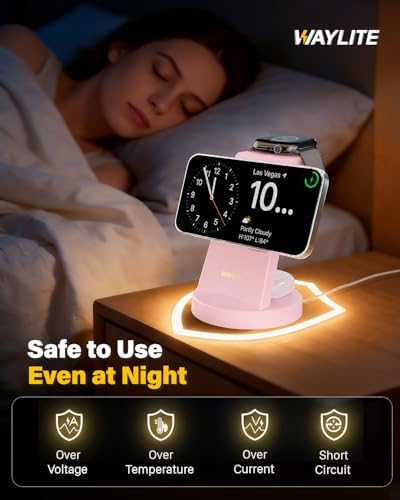 3 in 1 Fast Charging Station for iPhone, 25W Wireless Magnetic Phone Charger for iPhone 17 16e 16 15 14 13 12 Serise, Watch Charger Stand, Wireless Charging Station for AirPods 4 3 Pro, Pink - Image 6