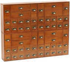 56-Drawer Apothecary Cabinet, Stackable & Modular Vintage Library Card Catalog Organizer, Solid Wood Storage Box with Brass Pulls & Label Holders for Trading Cards, Beads, Stickers & Hardware by PrimoSupply