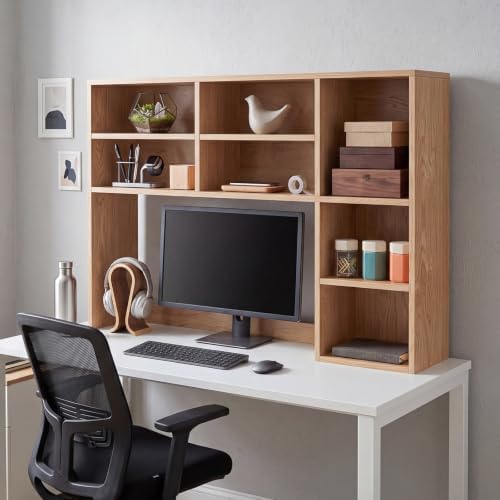 Vercraft Natural Wood College Desktop Bookshelf Dorm Desk Hutch Organizer - Image 2