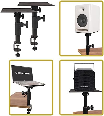 Sound Town 2-Pack Desktop Clamp-On Studio Monitor Speaker Stands with Horizontal/Vertical Speaker Orientation (STSD-DCM-Pair) - Image 4