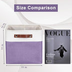 Bagnizer Collapsible Fabric Storage Cubes 11x11 Cube Storage Bins, 4 Pack Closet Baskets Box with Handles for Organizing, Shelf, Toys, Clothes, Home, Office, Nursery (Purple&White) - Image 2