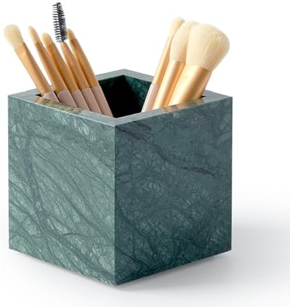 Real Luxurious Natural Marble Toothbrush Holder & Makeup Brush Organizer by MULWRMarbleTray