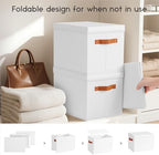 Homsorout Storage Bins with Lids - Large Fabric Closet Bins with Lid, 5 Pack Clothes Organizers and Storage, Collapsible Stackable Cube Basket for Home, Office, Dorm, White - Image 3