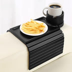 SINWANT Couch Armrest Table,Bamboo Folding Couch Cup Holder Tray,Black by SINWANT