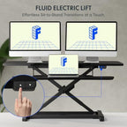 FLEXISPOT 42" Electric Standing Desk Converter, Motorized Sit to Stand Desk Riser, Height Adjustable Desktop Dual Monitor Workstation with Large Keyboard Tray, Black - Image 3