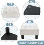 Poofzy Small Foot Stool Ottoman, Velvet Ottoman Foot Rest with Legs, Rectangle Foot Rest for Couch, Footstools and Ottomans Small for Living Room and Entryway (Beige) - Image 4