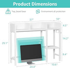 BOLUO Desk Hutch Dorm Room, Desktop Bookshelf for Computer Desk 37" Hutch Organizer Tabletop Storage Rack for College Essentials Home Office White - Image 3