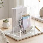 2 Pcs Vertical Magazine File Holder, Clear Acrylic File Organizer 5mm Thickened Desk Organizers for Magazines, Books, Binders, Notebooks (9.45x3.54x10.24 Inch) - Image 4