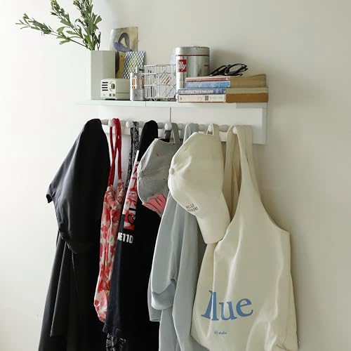Entrance Coat Rack ，Coat Hooks, Wall-Mounted Wooden Hook Rack, Wall-Mounted Shelves are Very Suitable (White Color Finish—A-1) - Image 7