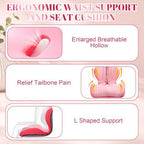 Chumia Ergonomic Seat Cushion Back Support for Office Chair Car, Pink - Image 4
