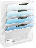 EASEPRES 6 Tier Mesh Hanging Wall File Organizer, Desk Vertical Mail Paper Document Folder Holder Rack with Bottom Tray and Nametag Label for Office Home School, White by EASEPRES