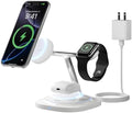 3 in 1 Magnetic Wireless Charger for Apple -Fast Charging Station Compatible with MagSafe for iPhone17-12, Apple Watch&AirPods, Phone and Watch Charger Stand for Desktop Bedside Office (Elegant White) by WAYLITEWirelessCharger