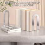 Chunful 10 Pcs Sliver Metal BookEnds Shelves, 7.5 x 5.75 x 3.5 in - Image 2