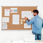Cork Board Bulletin Board 36 x 48, Silver Aluminium Framed 4x3 Corkboard, Foldable Office Board for Wall, Large Wall Mounted Notice Pin Board with 36 Push Pins for School, Home & Office - Image 2