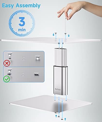 BoYata Monitor Stand, Adjustable Height Metal Desktop Riser, Silver - Image 6