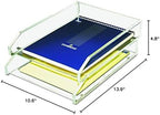 Kantek Clear Acrylic Double Large Letter Tray, 2 Tier Stackable Desk Organizer, Front Loading, 10.6" x 13.9" x 4.8", Non-Skid Feet, Office Organizer, Desk Accessory - Image 7