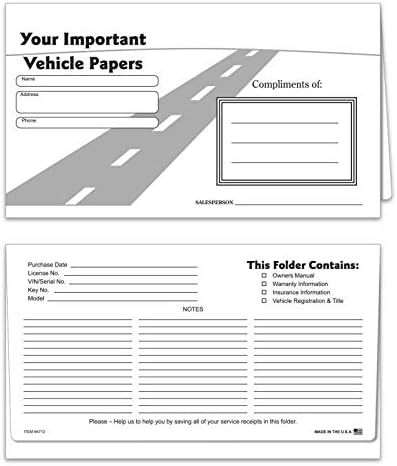 Vehicle Papers Wallets - Car Document Holders - Black (50 Pack) by DonkeyAutoProducts