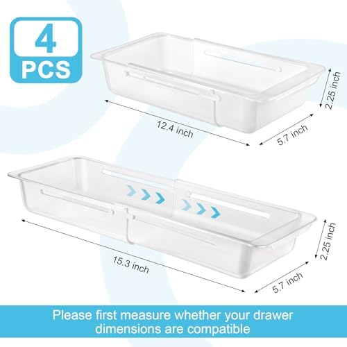 4 PCS Deep Drawer Organizer Bin Adjustable Sliding Drawer Organizers - Image 2