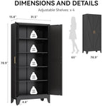COFaR 71" Modern Pantry Cabinet in Black, 5-Tier Storage Cabinet with Adjustable Shelves, Industrial Steel Cupboard for Kitchen, Office & Living Room Organization - Image 2
