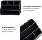 PU Leather Desk Organizer, Remote Control Holder, Black - Image 5