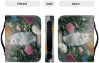 Floral Bernese Mountain Dog Pattern Bible Cover for Women Soft PU Leather Verse Print Bible Carrying Case Large Capacity Book Organizer with Top Handle Gifts for Christians - Image 4